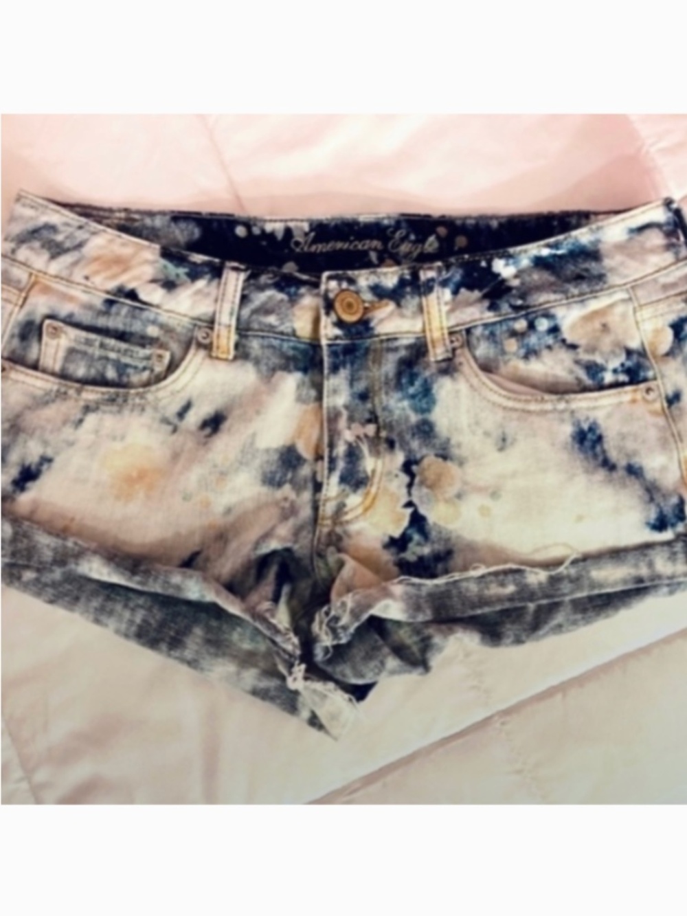 Y2k American Eagle Low-rise Acid Wash Denim Tie Dye Blue/White Vintage Women’s 6